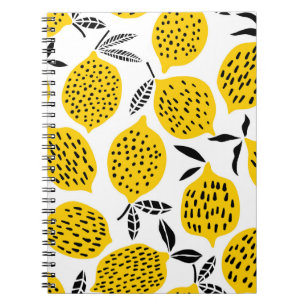 Lemon fruits: vintage seamless design. notebook