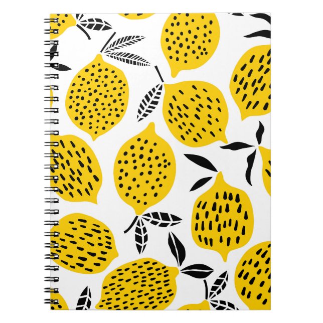 Lemon fruits: vintage seamless design. notebook (Front)