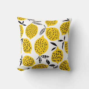 Lemon fruits: vintage seamless design. throw pillow
