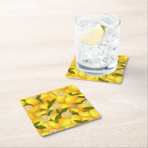 Lemon Full  Square Paper Coaster