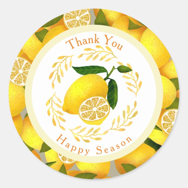 Lemon Full Thank You Classic Round Sticker (Front)