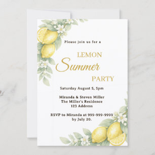 Lemon garden citrus Summer Party Invitation