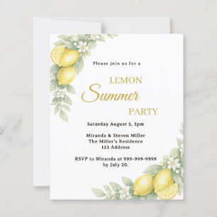Lemon garden citrus Summer Party invitation