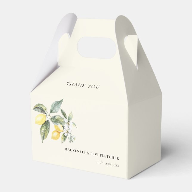 Lemon Garden Elegant Butter Yellow Favor Box (Front Side)