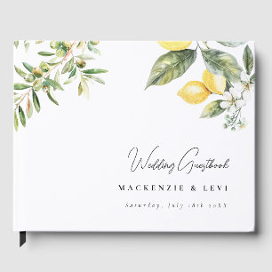Lemon Garden Elegant Watercolor Wedding Guest Book