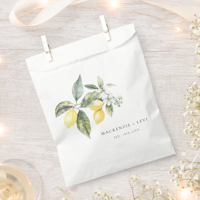 Lemon Garden Mediterranean Wedding Favour Bag (Clipped)