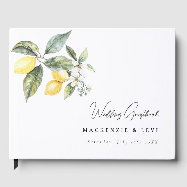 Lemon Garden Moderne Aquarelle Mariage Livre d'hôt (Recto)