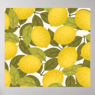 Lemon Garden: Vintage Endless Wallpaper Poster