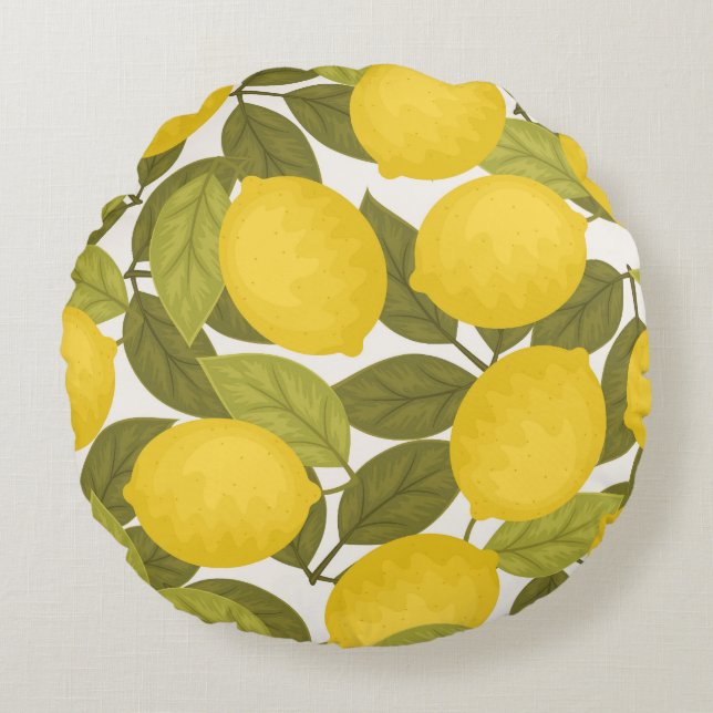 Lemon Garden: Vintage Endless Wallpaper Round Pillow (Front)