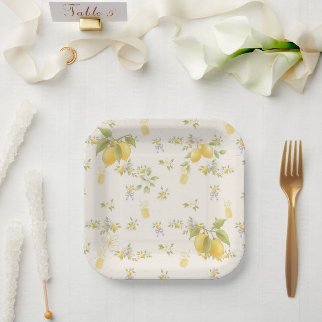 Lemon Garden with Mice Paper Plate (Wedding)