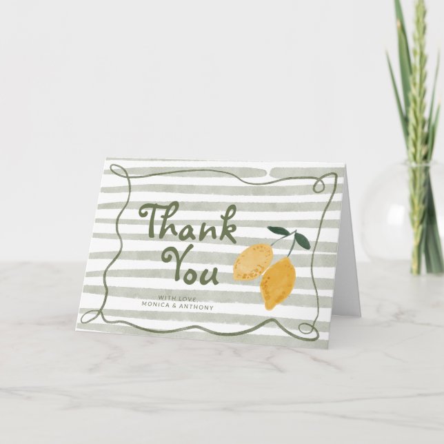 Lemon Gender Neutral Baby Shower Thank You Card (Front)