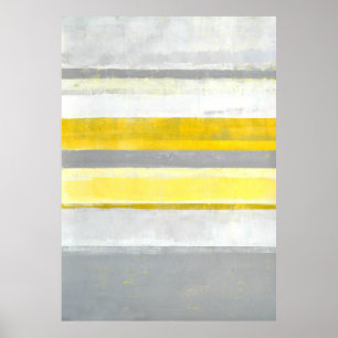 'Lemon' Gray and Yellow Abstract Art Poster Print