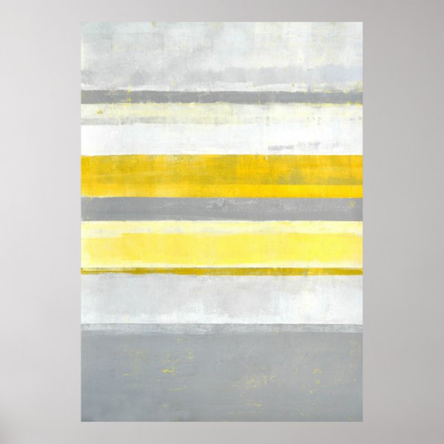 'Lemon' Gray and Yellow Abstract Art Poster Print (Front)