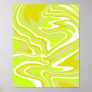Lemon Green, and White Abstract Art Poster