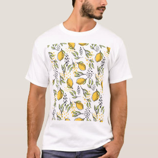 Lemon, green branches: abstract pattern. T-Shirt