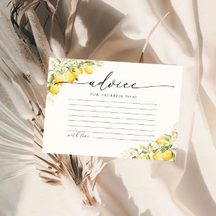 Lemon Green Citrus Bridal Shower Advice Card