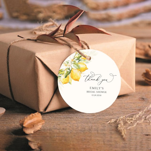 Lemon Green Citrus Bridal Shower Gift Tag (Creator Uploaded)
