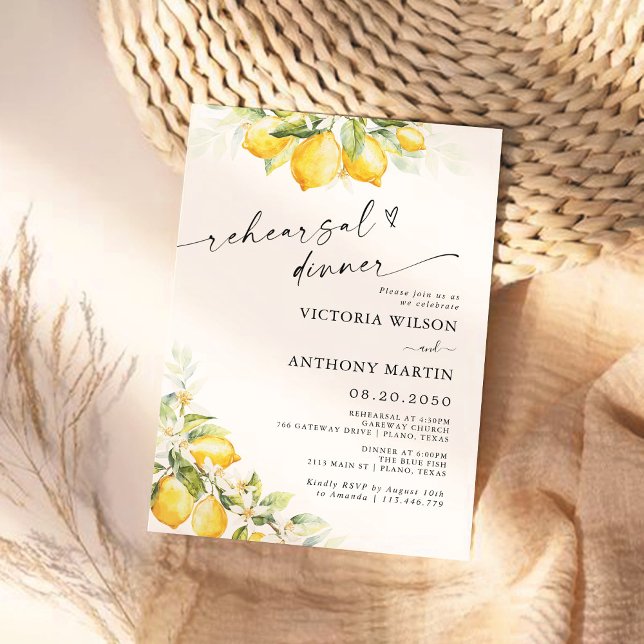 Lemon Green Citrus Rehearsal Dinner Invitation (Creator Uploaded)