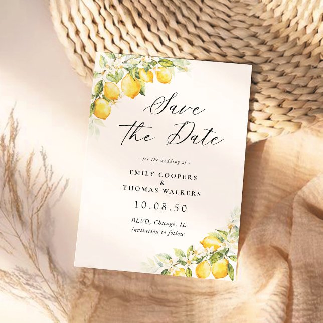 Lemon Green Citrus Save The Date Card (Creator Uploaded)