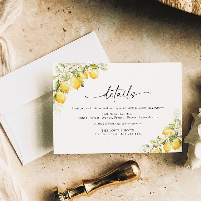 Lemon Green Citrus Wedding Details Card (Creator Uploaded)