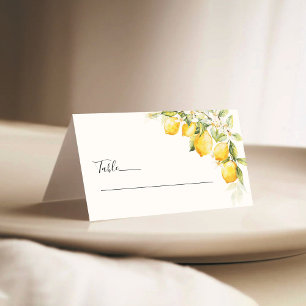 Lemon Green Citrus Wedding Folded Place Cards