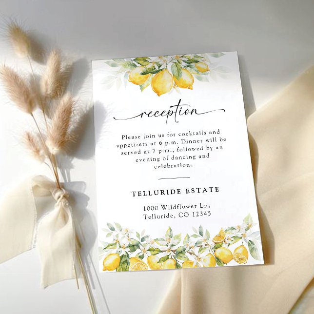 Lemon Green Citrus  Wedding Reception Card (Creator Uploaded)