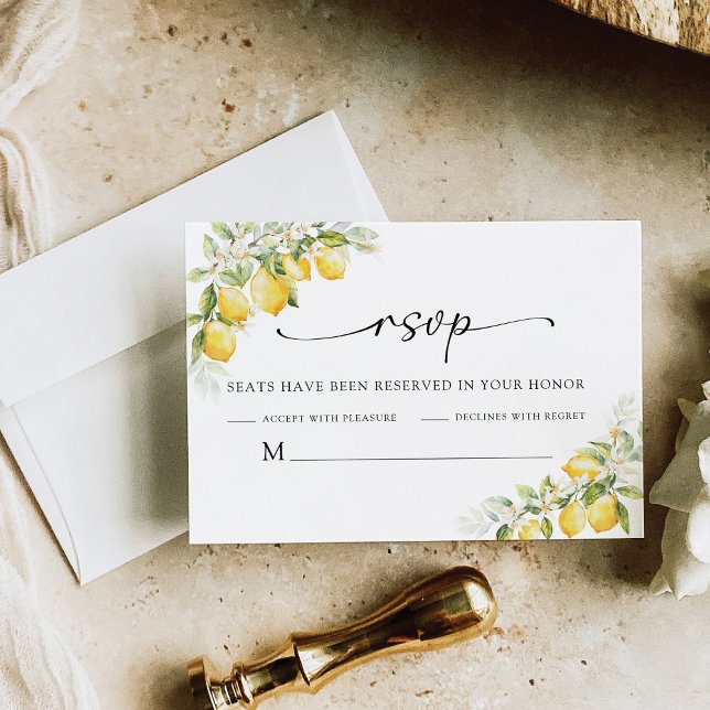 Lemon Green Citrus Wedding RSVP Card (Creator Uploaded)