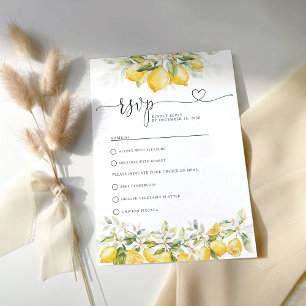 Lemon Green Citrus Wedding RSVP Card