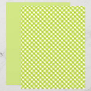 Lemon Green Gingham Scrapbook Paper