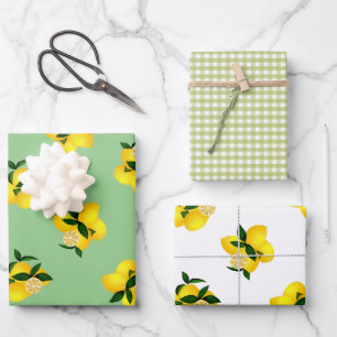 Lemon Green Gingham Wrapping Paper Sheet