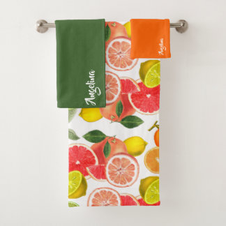 Lemon green orange citrus Pattern name Bath Towel Set
