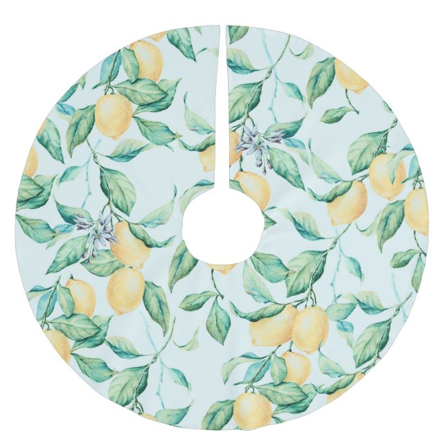 Lemon Green Watercolor: Seamless Romance Brushed Polyester Tree Skirt (Front)