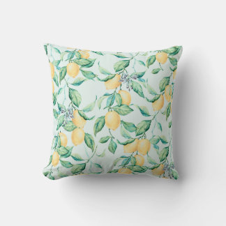 Lemon Green Watercolor: Seamless Romance Throw Pillow