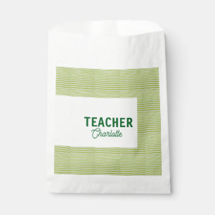 Lemon green white stripes teacher professor name c favour bag