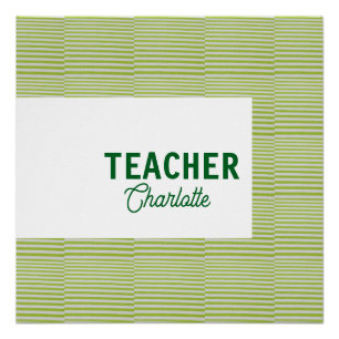 Lemon green white stripes teacher professor name c poster