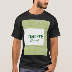 Lemon green white stripes teacher professor name c T-Shirt