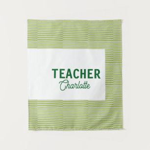 Lemon green white stripes teacher professor name c tapestry