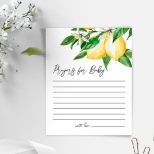 Lemon Greenery Baby Shower Prayer Card