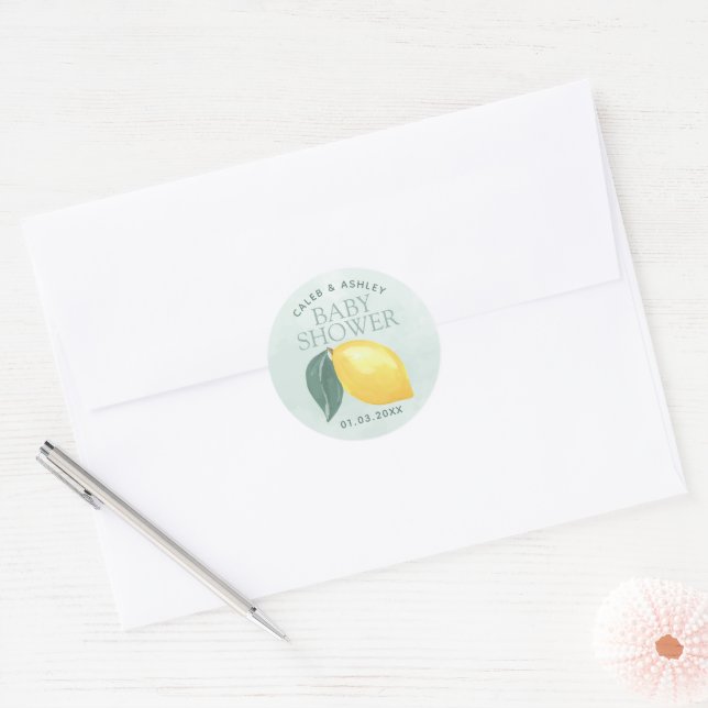 Lemon Greenery Baby Shower Sticker (Envelope)