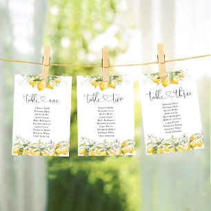Lemon Greenery Citrus Table Number Seating Chart