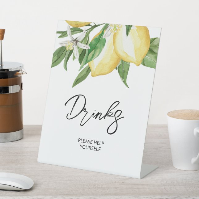 Lemon Greenery Drinks Sign (In SItu)