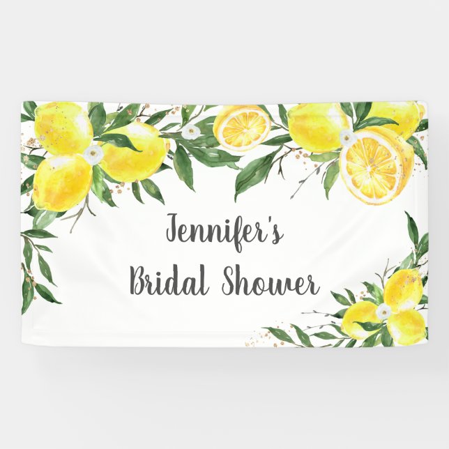 Lemon Greenery Gold Bridal Shower Banner (Horizontal)
