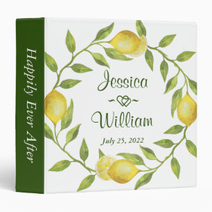 Lemon & Greenery Watercolor Custom Wedding Binder