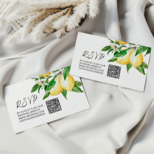 Lemon Greenery Wedding QR Code RSVP Enclosure Card