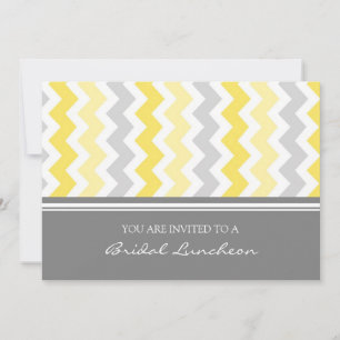 Lemon Grey Chevron Bridal Lunch Invitation Cards