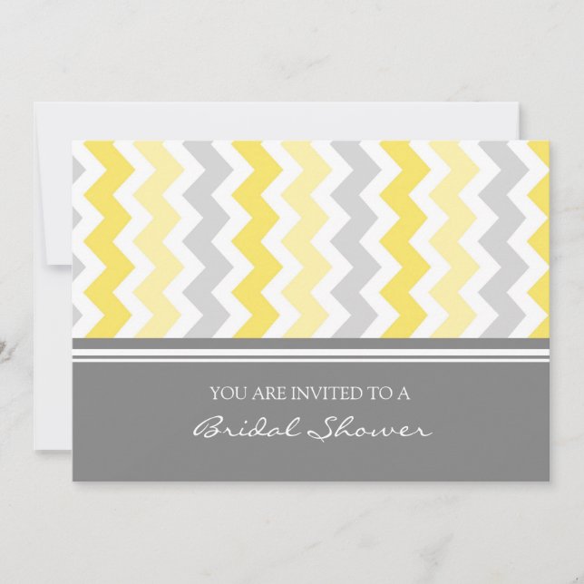 Lemon Grey Chevron Bridal Shower Invitation Cards (Front)
