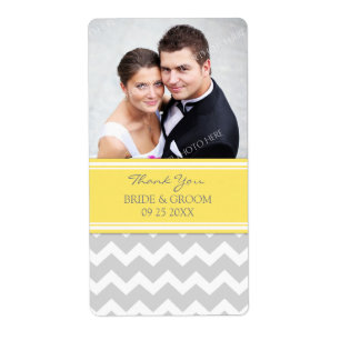 Lemon Grey Chevron Photo Wedding Labels