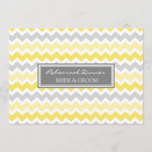 Lemon Grey Chevron Rehearsal Dinner Party Invitation