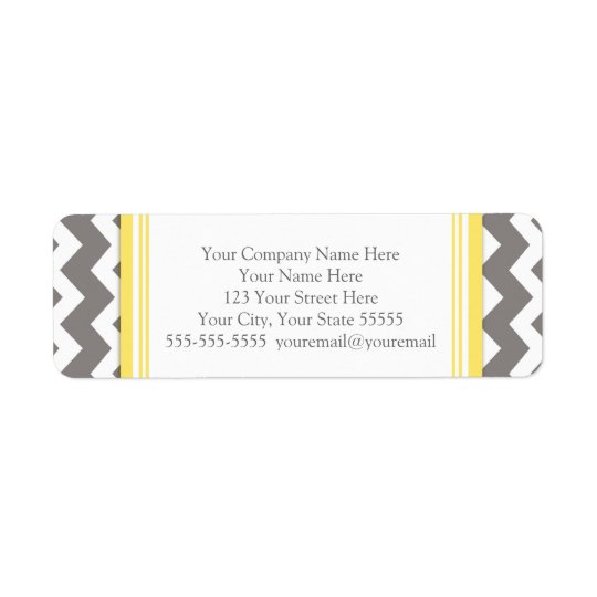 Lemon Grey Chevrons Business Contact Info Labels