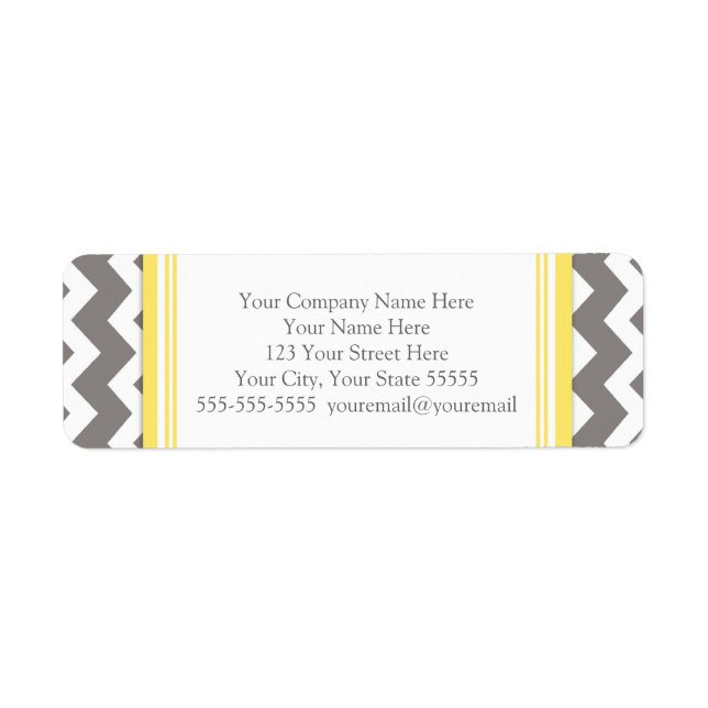 Lemon Grey Chevrons Business Contact Info Labels (Front)
